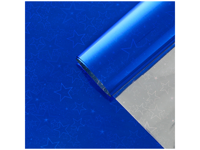 Пленка упаковочная голография "Звезды" 70х1м,цвет синяя