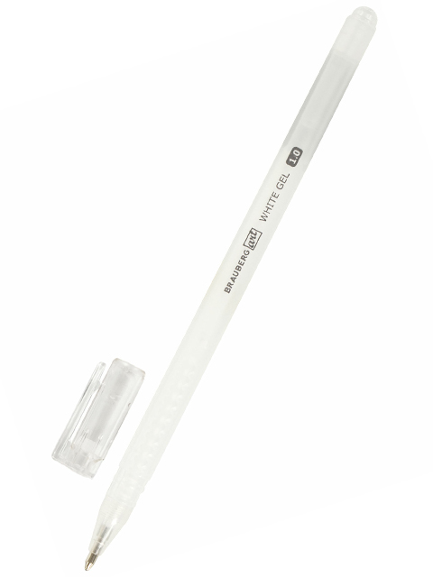 Ручка гелевая BRAUBERG узел 1 мм, линия 0,5 мм, корпус тонированный, белая