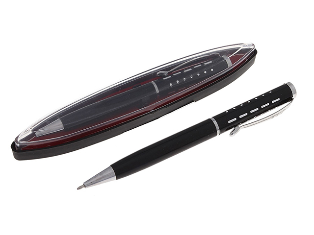 Ручка шариковая с поворотным механизмом Calligrata "Пунктир" корпус черно-серебристый, в футляре