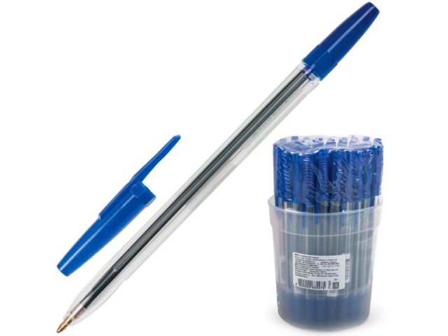 Ручка шариковая СТАММ "Оптима" корпус прозрачный, синяя
