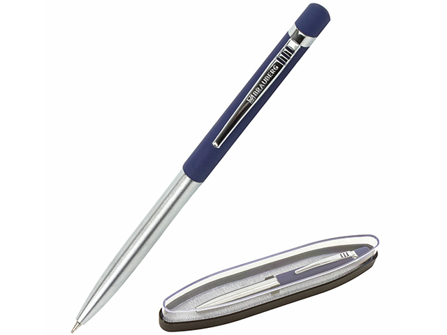 Ручка бизнес-класса шариковая BRAUBERG "Ottava", корпус серебристый с синим, 0,5мм, синяя