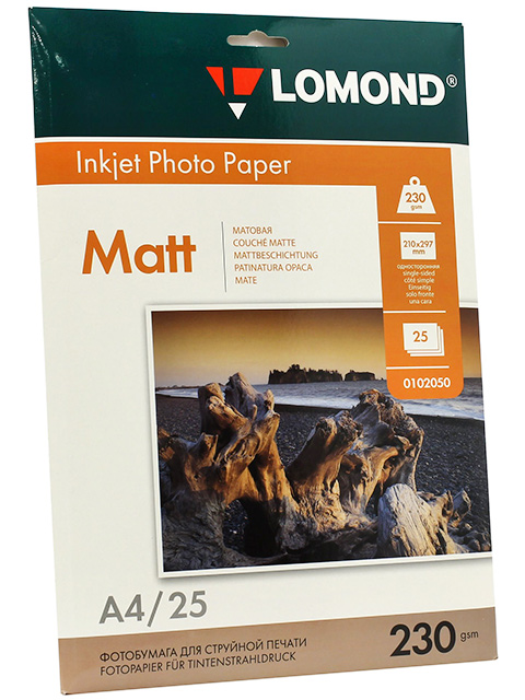Фотобумага Lomond А4 230 г/м2, 25 листов, матовая односторонняя