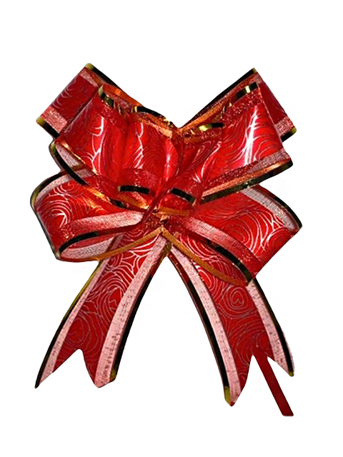 Бант оформительский "Бабочка №3" узор, красный с золотой окантовкой, 10 шт в упаковке