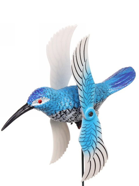 Фигурка декоративная "Колибри" 14х40см, с крутящимися крыльями, на металлическом стержне 