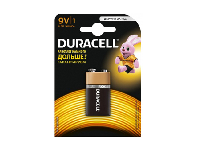Батарейка щелочная (алкалиновая) (крона) Duracell 6LR61-1Bl (1 шт) блистер