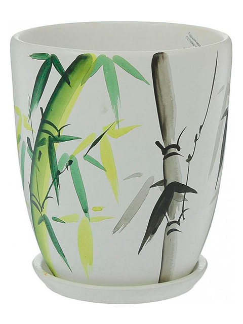 Горшок для цветов "Молодой Бамбук" №3 d-15 Высокий овал, керамика