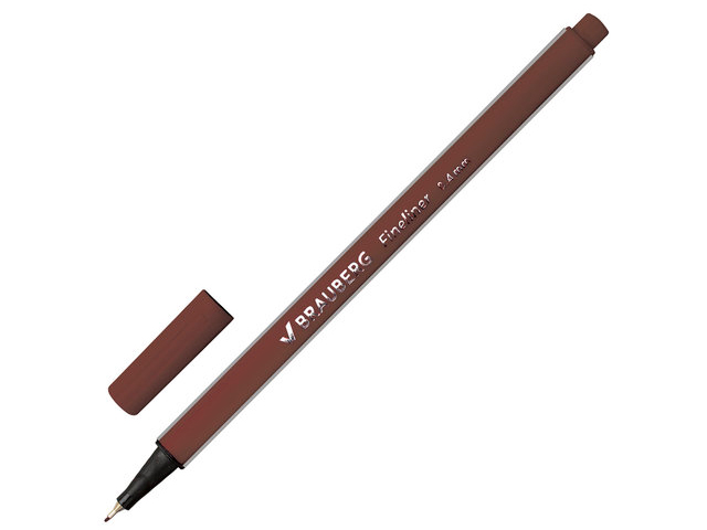Ручка капиллярная BRAUBERG "Aero", трехгранная, металлический наконечник, 0,4 мм, коричневая, 142257