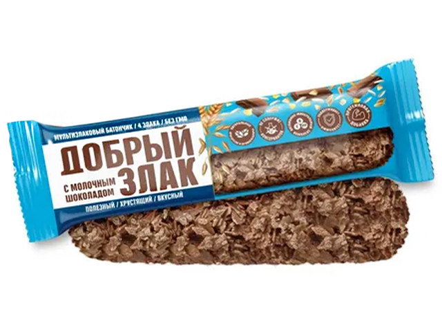 Батончик Добрый злак мультизлаковый с молочным шоколадом ,19г (1/24)