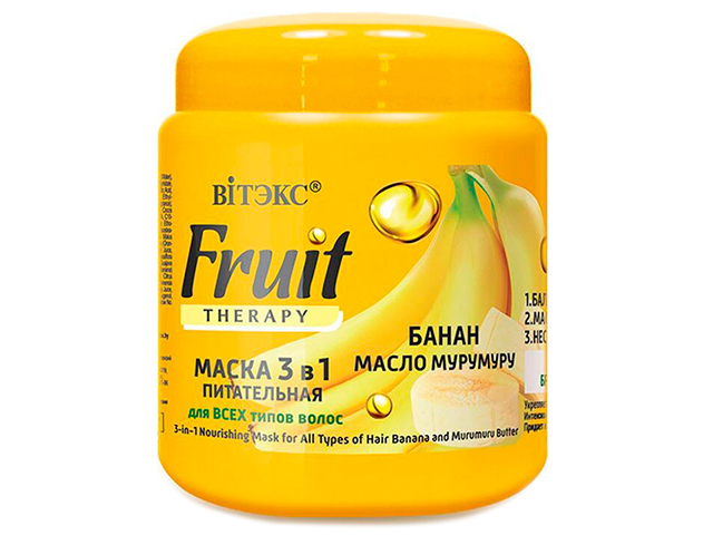 Маска Витэкс "Fruit Therapy. Банан, масло мурумуру" 3в1, питательная, для всех типов волос, 450мл