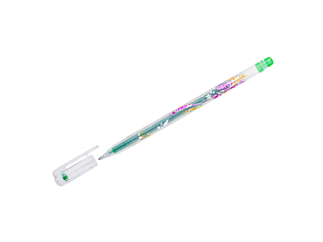 Ручка гелевая Crown "Glitter Metal Jell" 1 мм, светло-зеленая с блестками