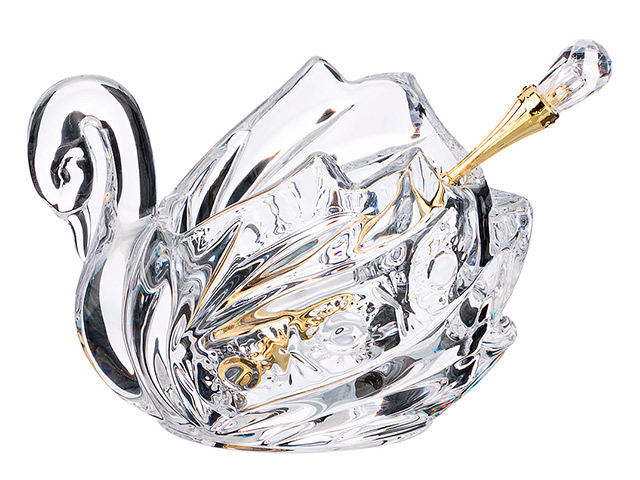 Икорница "Muza crystal" с ложкой, 11х7х8,5см. стекло