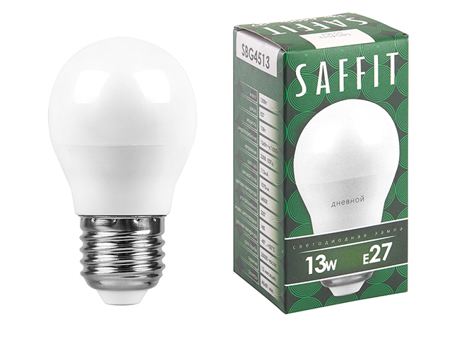 Лампа светодиодная "Saffit" LED 13Вт, Е27, 6400К, матовая