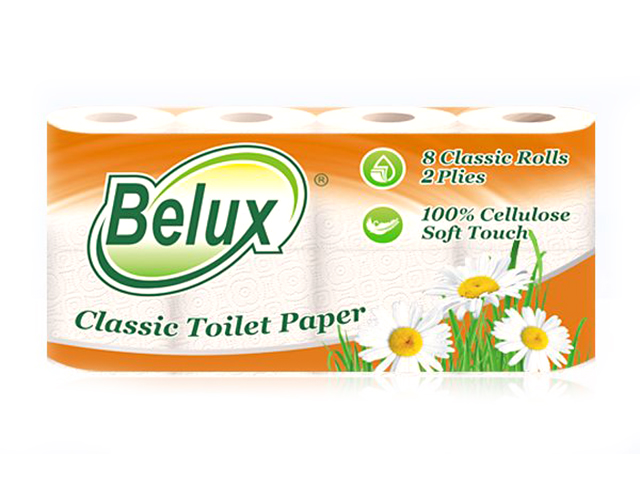 Бумага туалетная "Belux" 2-х сл. 8шт., белая