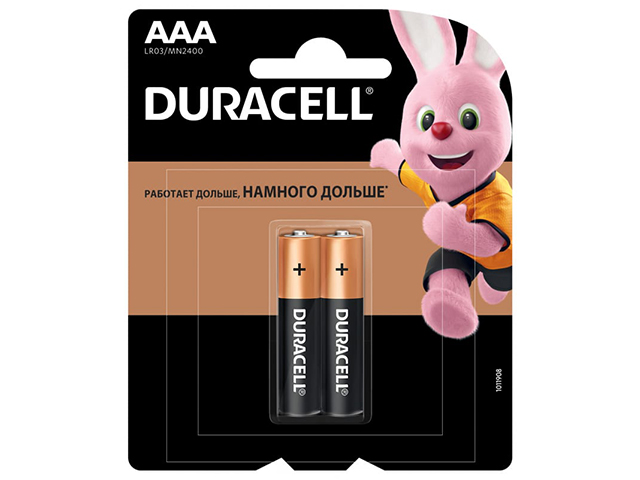 Батарейка щелочная (алкалиновая) (мизинчиковая) Duracell BASIC LR03-2BL 2штх10