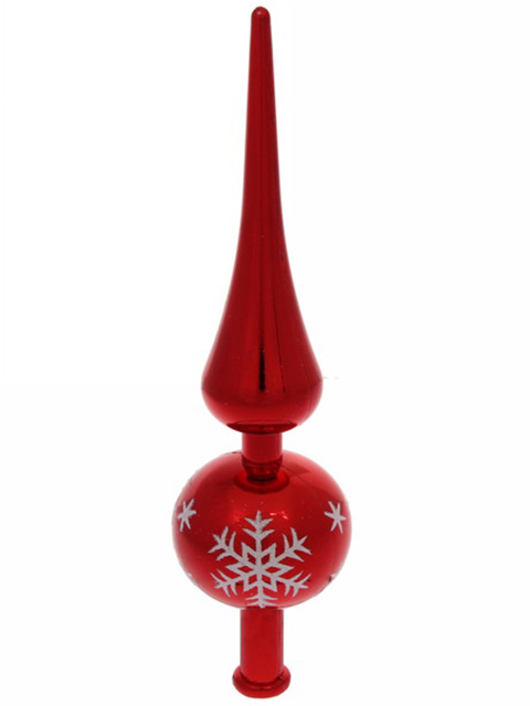 Елочная игрушка Верхушка для ёлки "Снежинка" 23 см, красный/белый, пластик