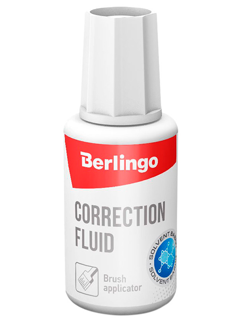 Корректирующая жидкость Berlingo 20 мл, на химической основе с кисточкой