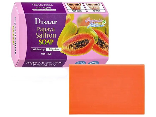 Мыло 120г Disaar "Papaya&Saffron whitening Soap" для выравнивания тона