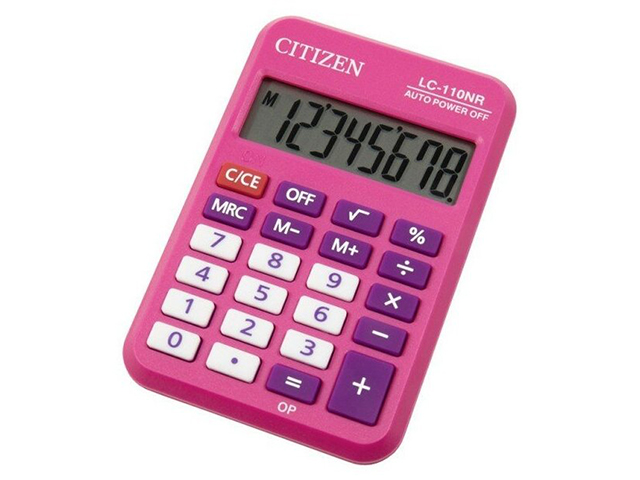 Калькулятор карманный CITIZEN LC-110NR-PK 8 разрядный, розовый