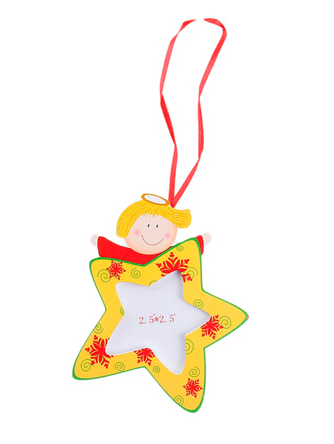 Сувенир-фоторамка "Ангел со звездой" 5х5 см, новогодняя детская, дерево