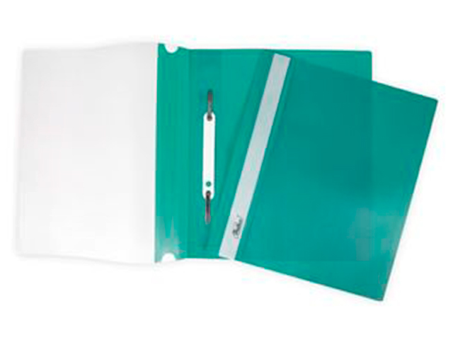 Папка А5 со скоросшивателем Хатбер с прозрачным верхом, 140/180мкм, зеленая