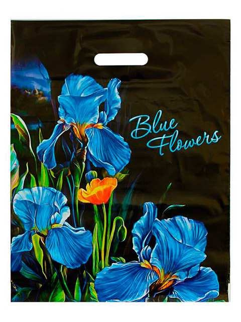 Пакет "проруб" 38х47+6 Интерпак "Ирисы"(Blue Flowers)