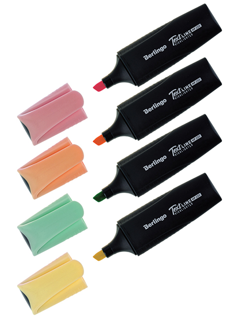 Набор текстовыделителей Berlingo "Textline HL200" 1-5мм, 4 пастельных цвета, в ПВХ упаковке