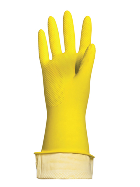 Перчатки хозяйственные латексные ЛАЙМА "Люкс", с х/б напылением, плотные, размер M (средний), 402-390