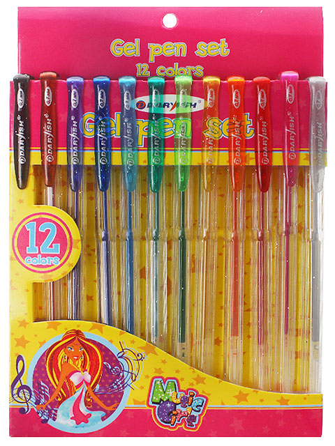 Набор гелевых ручек "Darvish. Для девочек" 12цв. с блеском