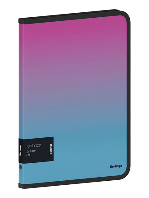 Папка А4 на молнии Berlingo "Radiance" 600мкм, розовый/голубой градиент, с рисунком