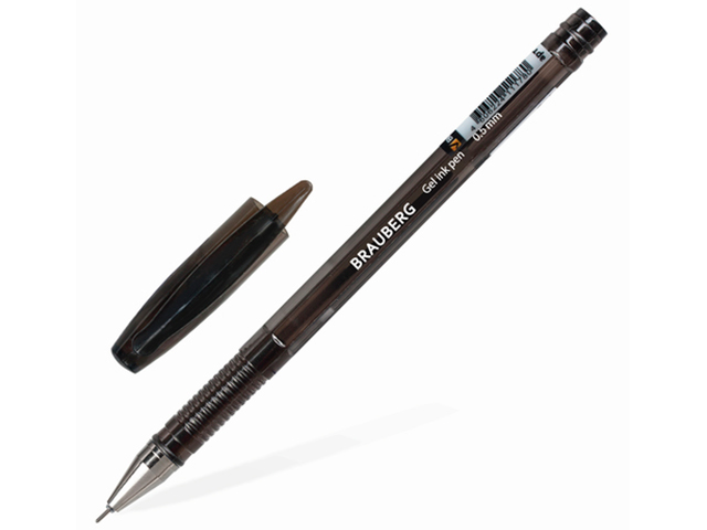 Ручка гелевая BRAUBERG "Income", корпус тонированный, игольчатый узел 0,5 мм, линия 0,35 мм, черная, 141517