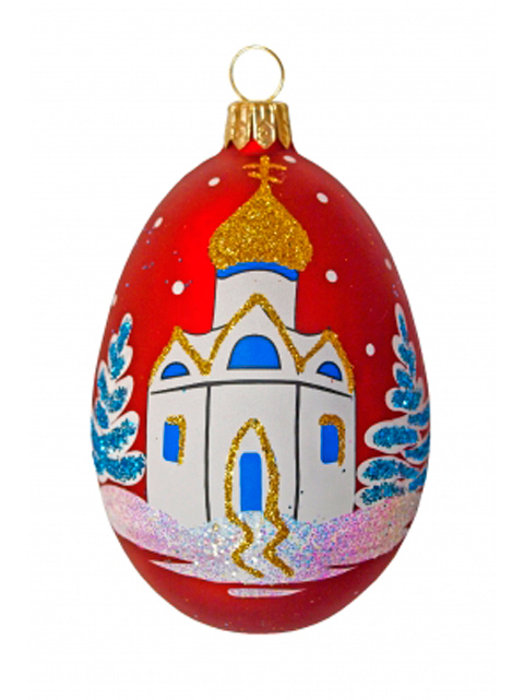 Елочное украшение Яйцо "Камелия", стекло