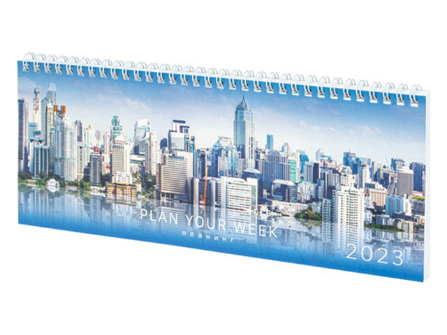 Планинг настольный датированный 2023 STAFF "City", обложка картон, на гребне, 285х112мм