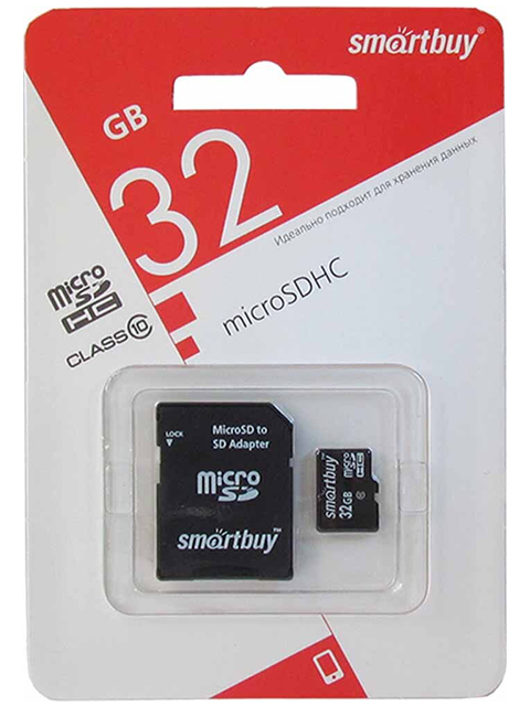 Карта памяти Smart Buy Micro SDHC 32 GB, Class 10 (с адаптером SD) 