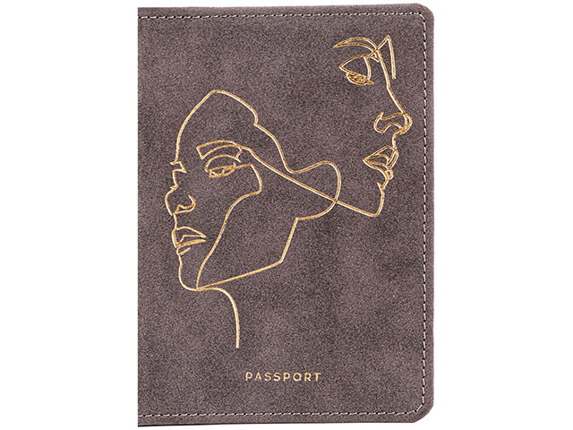 Обложка для паспорта Office Space "Life line" к/зам., тиснение фольгой, серый