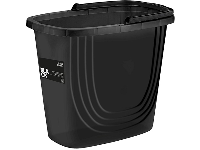 Ведро 10л "Spin&Clean Black" прямоугольное