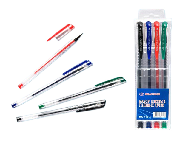 Набор гелевых ручек Basir, 4 цвета в ПВХ упаковке