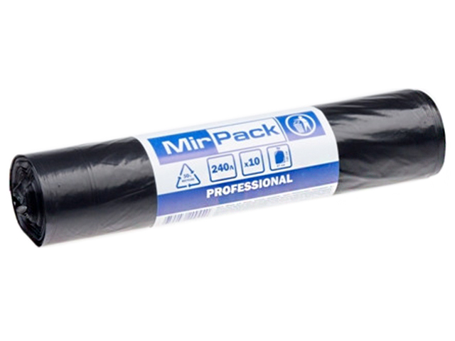 Мешок для мусора 240л. 10шт. "MirPack. Professional" 90*130 см, 35мкм, черный (1/14)