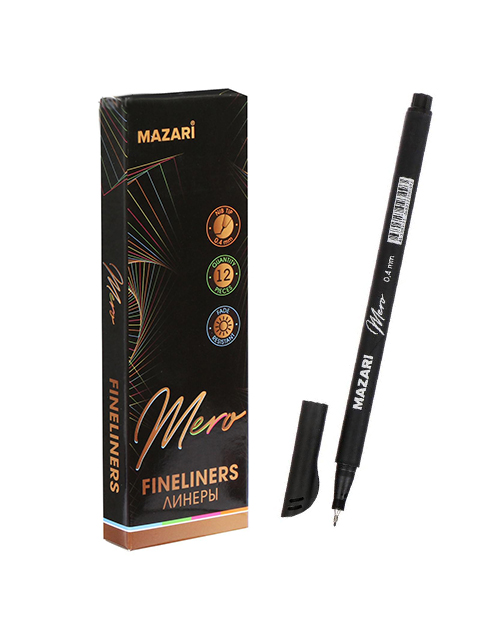 Линер Mazari "Mero" 0,4 мм, черный. картонная упаковка