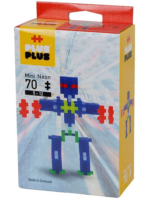 Конструктор Plus Plus "Робот" для создания 3D моделей, неоновый, 70 деталей, в коробке