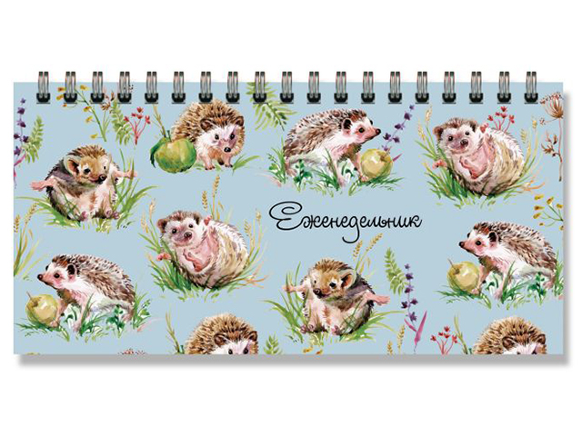 Еженедельник недатированный А6 64 листа Феникс+ "Ежики" на гребне