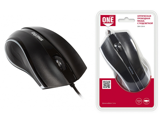 Мышь Smartbuy ONE 338 черная, с подсветкой