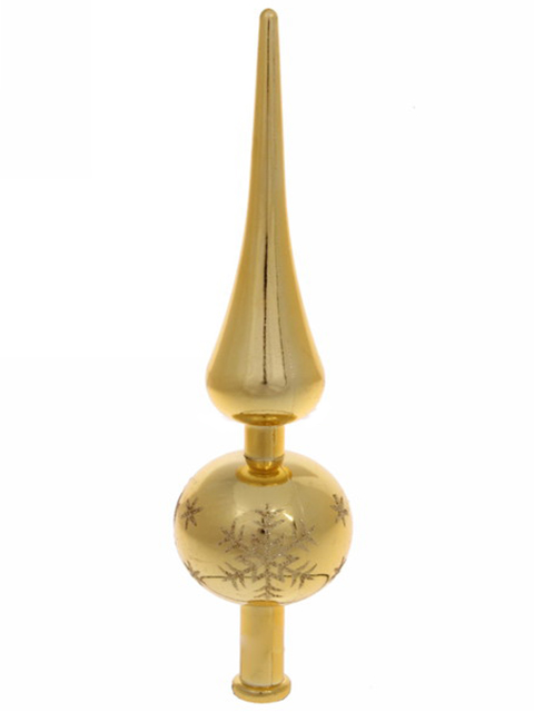 Елочная игрушка Верхушка для ёлки "Снежинка" 23 см, золото, пластик