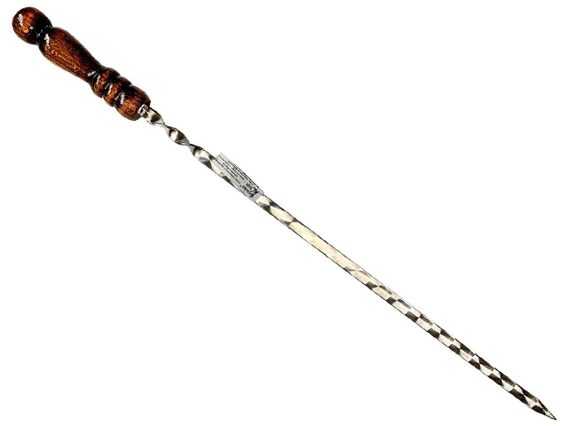 Шампур полированный "Домашний Сундук" с деревянной лакированной ручкой, 770(550)х12х3мм