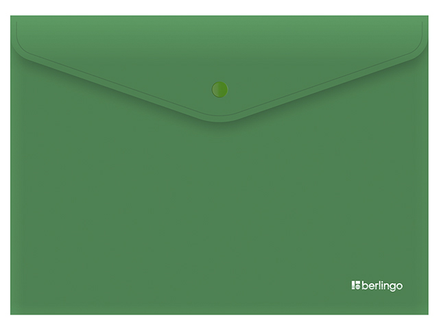 Папка-конверт на кнопке А4 Berlingo "City Style" 200 мкм, непрозрачная, зеленая