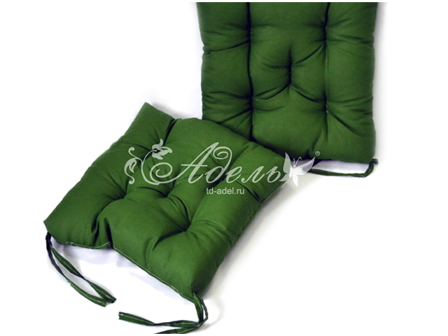 Набор подушек для стула 35х35см, 2шт, бязь, темно-зеленый