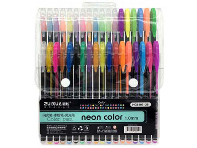 Набор гелевых ручек Intelligent "Neon Color" 36 цветов,1,0мм, ассорти, двухрядные