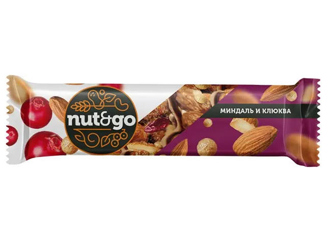 Батончик "Nut&go" миндаль, клюква 36г