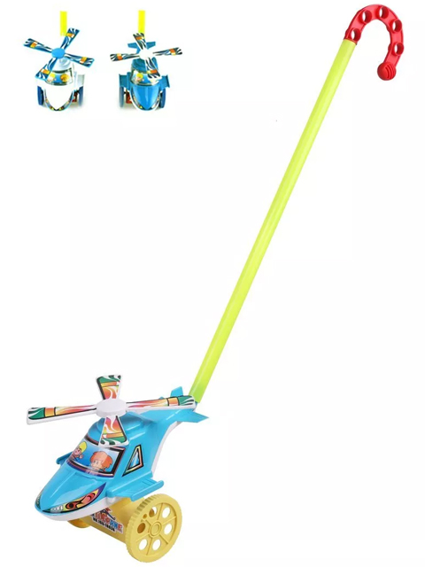 Игрушка "Каталка Вертолет" с ручкой, в ассорт., пакет