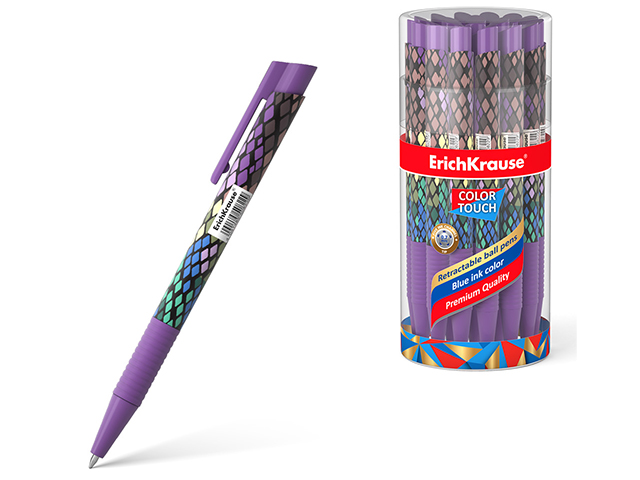 Ручка шариковая автоматическая Erich Krause "ColorTouch. Purple Python" 0,7 мм, синяя