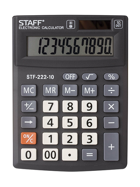 Калькулятор STAFF PLUS настольный STF-222, 8 разрядов, двойное питание, 138x103 мм